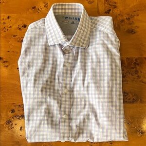 Twillory Blue Checkered Casual Dress Shirt